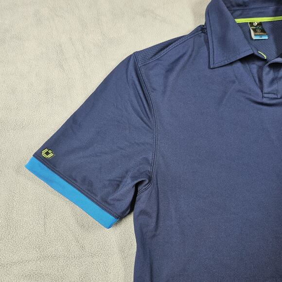 IBKUL Polo Shirt Mens Medium Blue Mesh Performance Golf Athletic UPF 30 Outdoor - Picture 3 of 9